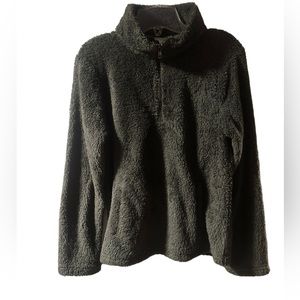 Hem&thread  olive green pull over faux fur jacket size S NWT